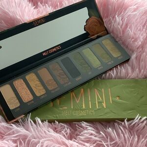 New Melt Cosmetics Gemini Palette with Green and Gold Hues In Box